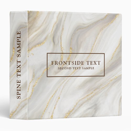 Elegant Marble Background Gold Glitter Simple Text 3 Ring Binder