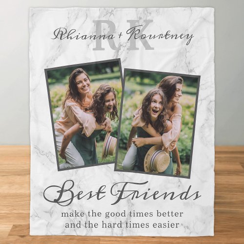 Elegant Marble Best Friends Photo Fleece Blanket