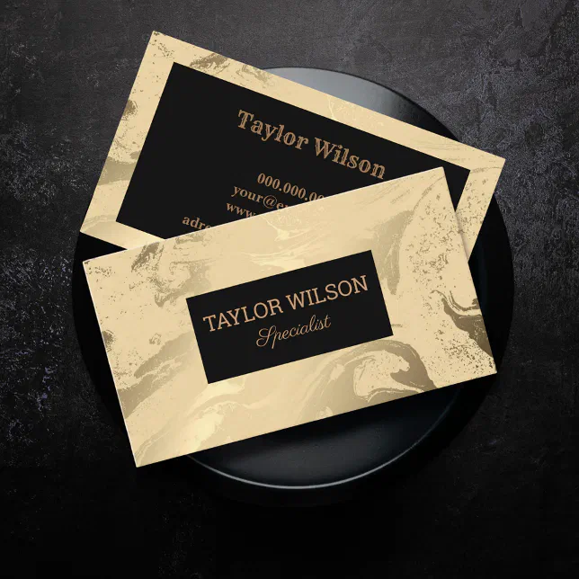 Elegant marble black and gold business card | Zazzle