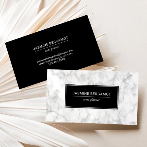 Elegant Marble Black and White Business Card