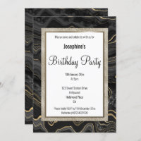 ELEGANT MARBLE BLACK GOLD PATTERN BIRTHDAY