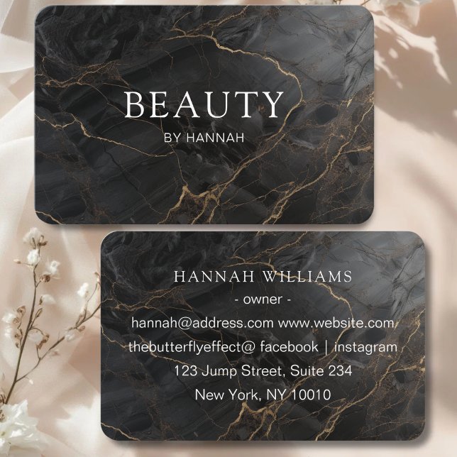 Elegant Marble Black-Gold Salon Business Card (Elegant Marble Black-Gold Salon Business Card)