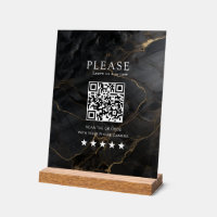 Elegant, Marble-Black-Gold, Salon, QR-Code Review