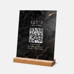 Elegant Marble-Black-Gold Salon Social Media Acrylic Sign