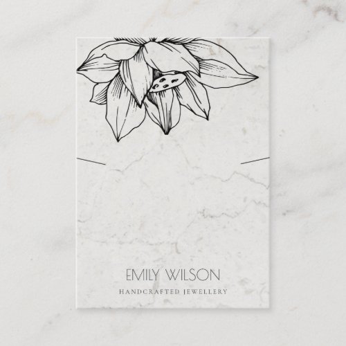 ELEGANT MARBLE BLACK LOTUS SIMPLE NECKLACE DISPLAY BUSINESS CARD