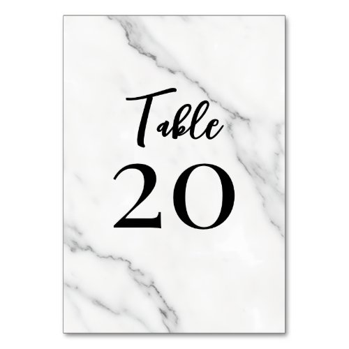 Elegant Marble Black Script Table Number