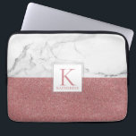 Elegant Marble Blush Pink Glitter Girly Monogram Laptop Sleeve<br><div class="desc">Trendy Marble Blush Pink Glitter Girly Monogram Laptop Sleeve Stylish and personalized! Keep your laptop safe in this stylish case with a trendy geometric pattern of marble and blush pink glitter, with a color block in the middle with space for your name and monogram! Easy to customize text, fonts, and...</div>