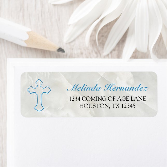 Elegant Marble Boys First Holy Communion Label (Insitu)