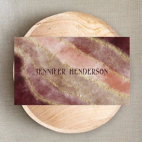 Elegant Marble Burgundy Pink Rose Gold Typography Business Card