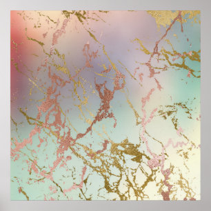 Elegant Marble Copper Sage Mint Green Rose Gold Poster