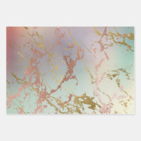 Elegant Marble, Copper Sage Mint Green Rose Gold Wrapping Paper