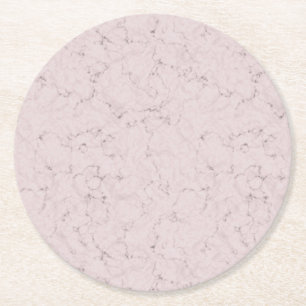 Elegant Marble Design Blush Pink Gray Party Round Paper Coaster