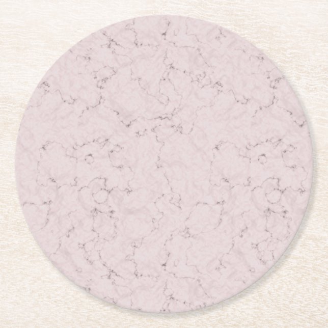 Elegant Marble Design Blush Pink Gray Party Round Paper Coaster (Front)