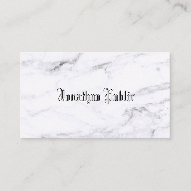 Elegant Marble Design Classic Font Trendy Plain Business Card (Front)