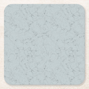 Elegant Marble Design Dusty Blue Gray Party Square Paper Coaster