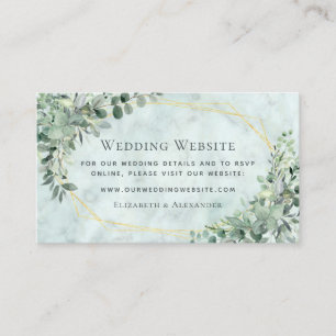 Elegant Marble Eucalyptus Greenery Wedding Website Enclosure Card