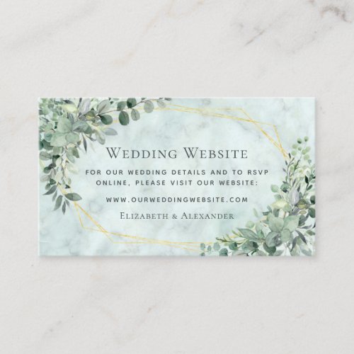 Elegant Marble Eucalyptus Greenery Wedding Website Enclosure Card