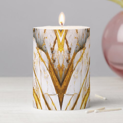 Elegant Marble Evolution 2 _white and gold_ Pillar Candle