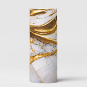Elegant Marble Evolution 3 -white and gold- Pillar Candle