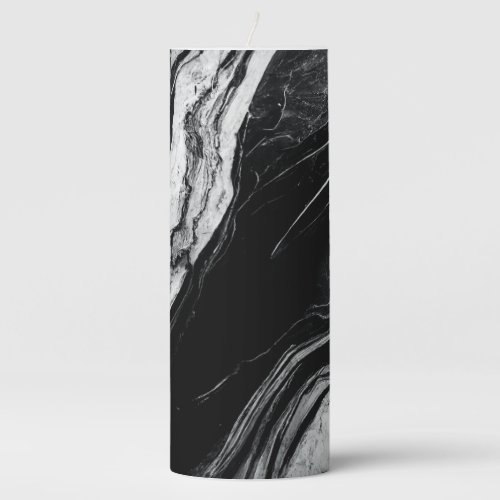 Elegant Marble Evolution 6 _black and white_ Pillar Candle