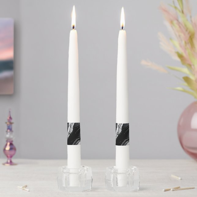 Elegant Marble Evolution 6 -black and white- Taper Candle (In Situ)