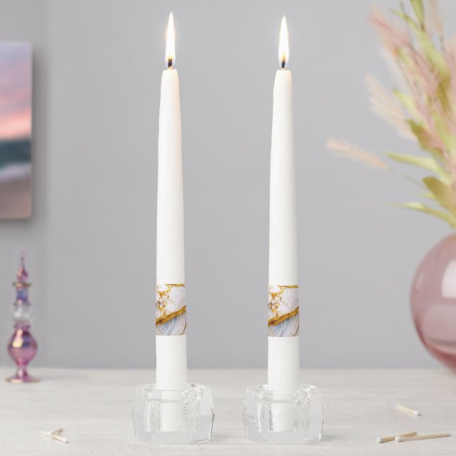 Elegant Marble Evolution -white and gold- Taper Candle (In Situ)