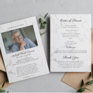 Elegant Marble Funeral Memorial Photo Program