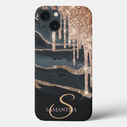 Elegant Marble Glitter Drips iPhone 13 Case