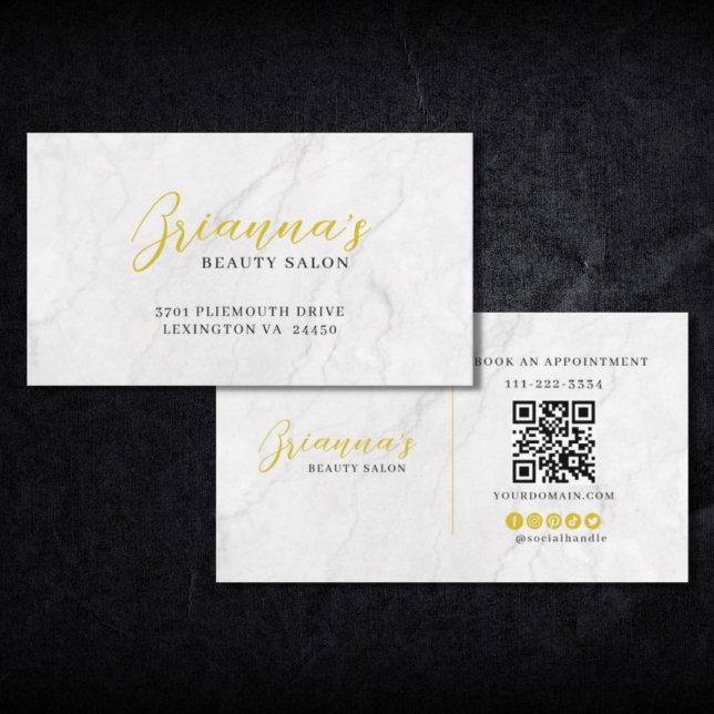 Elegant Marble Gold Beauty Salon Appointment  Business Card (Creator Uploaded)