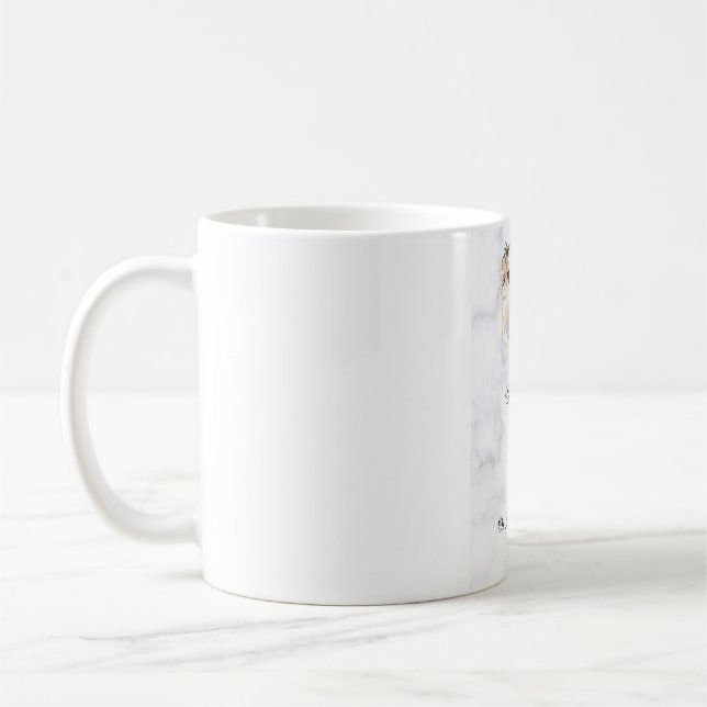 Elegant Marble Gold Floral Wedding Invitation  Coffee Mug (Left)