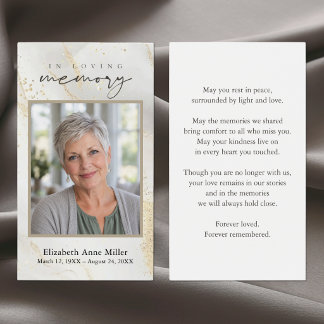 Elegant Marble Gold Glitter Photo Sympathy Card