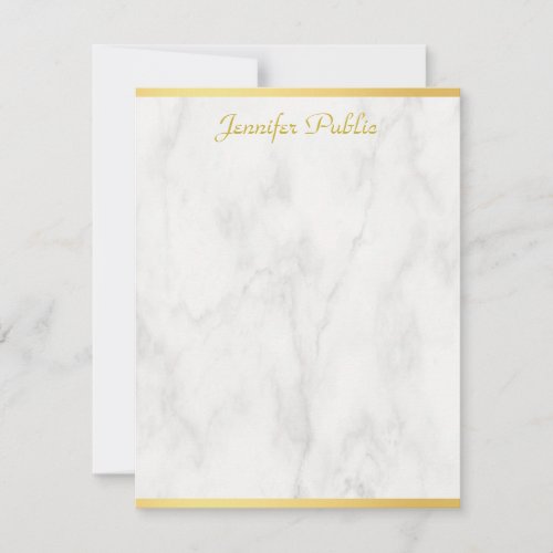 Elegant Marble Gold Hand Script Personalized Note Card