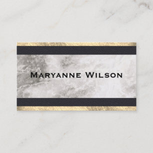 Elegant Marble Gold Leather Trim Business Card