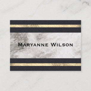 Elegant Marble Gold Leather Trim Business Card