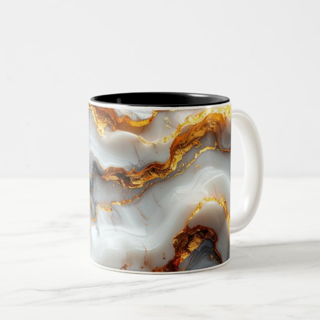 Elegant Marble & Gold Liquid Mug (Front Right)