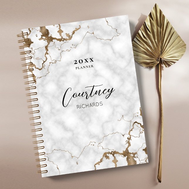 Elegant Marble & Gold Logo Initials Business 2026 Planner (Creator Uploaded)