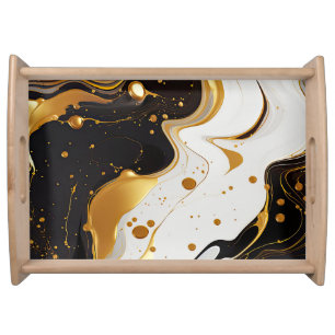 Elegant marble gold luxury glam feminine  serving tray
