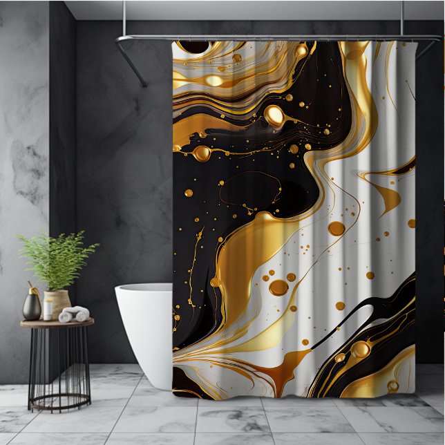 Elegant marble gold luxury glam feminine  shower curtain (Creator Uploaded)