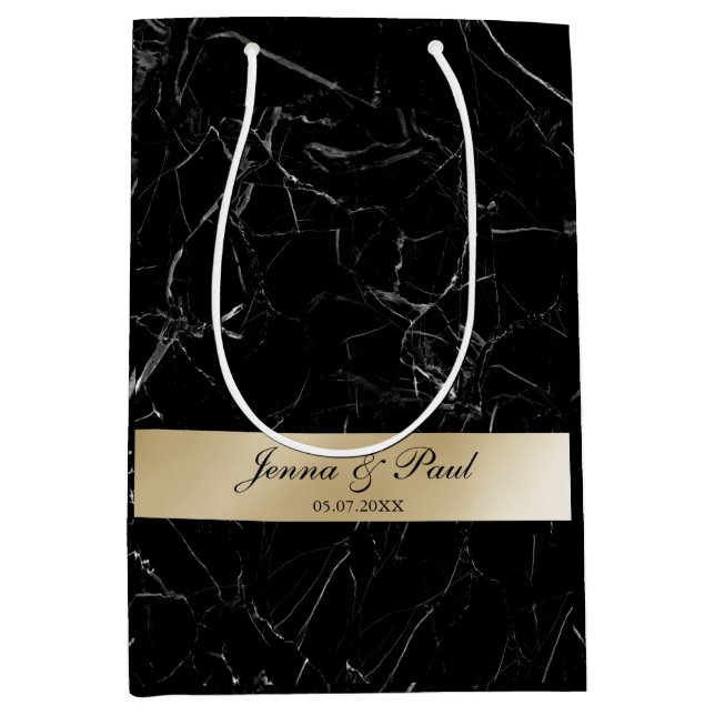 Elegant Marble Gold Medium Gift Bag (Front)