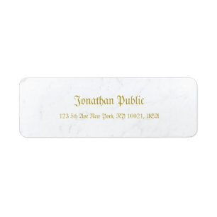Elegant Marble Gold Old Style Calligraphy Return Label