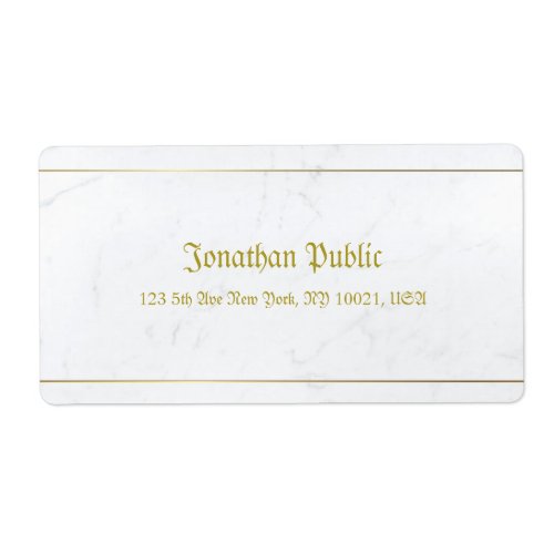 Elegant Marble Gold Old Style Calligraphy Shipping Label