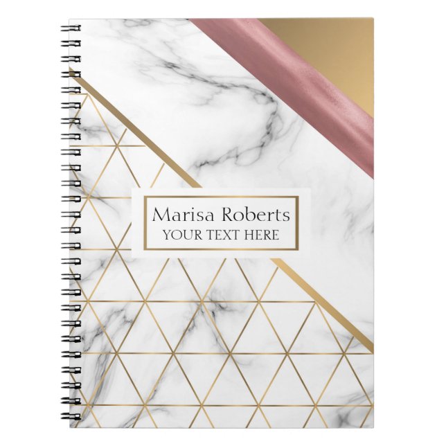 Elegant marble gold rose gold design notebook (Front)