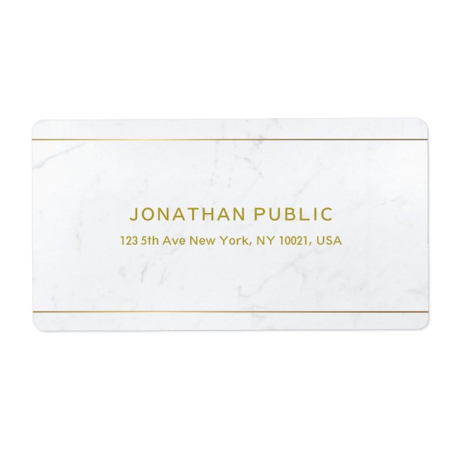 Elegant Marble Gold Text Simple Design Shipping Label (Front)