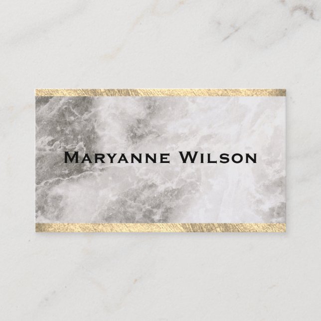 Elegant Marble Gold Trim Business Card (Front)