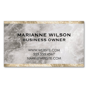 Elegant Marble Gold Trim Business Card Magnet