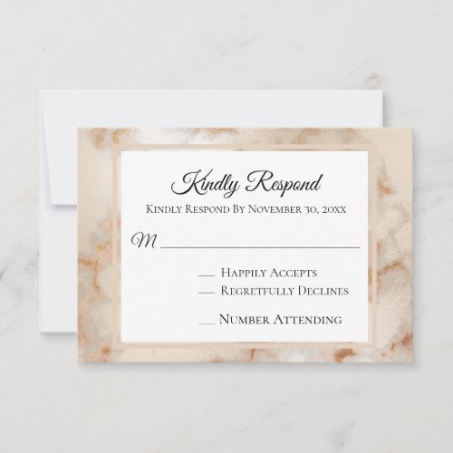 ~* Elegant Marble Gold Veins AR2 Wedding RSVP 