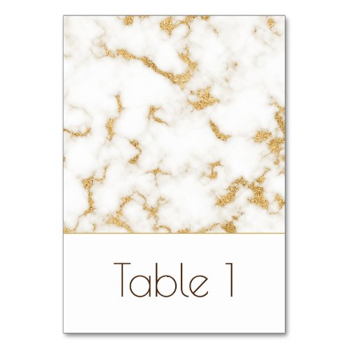 Elegant Marble Gold Veins Wedding Table Number
