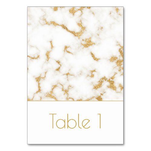 Elegant Marble Gold Veins Wedding Table Number