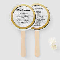 Elegant Marble Gold Wedding Programme Hand Fan