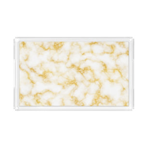 Elegant Marble - Gold White Acrylic Tray